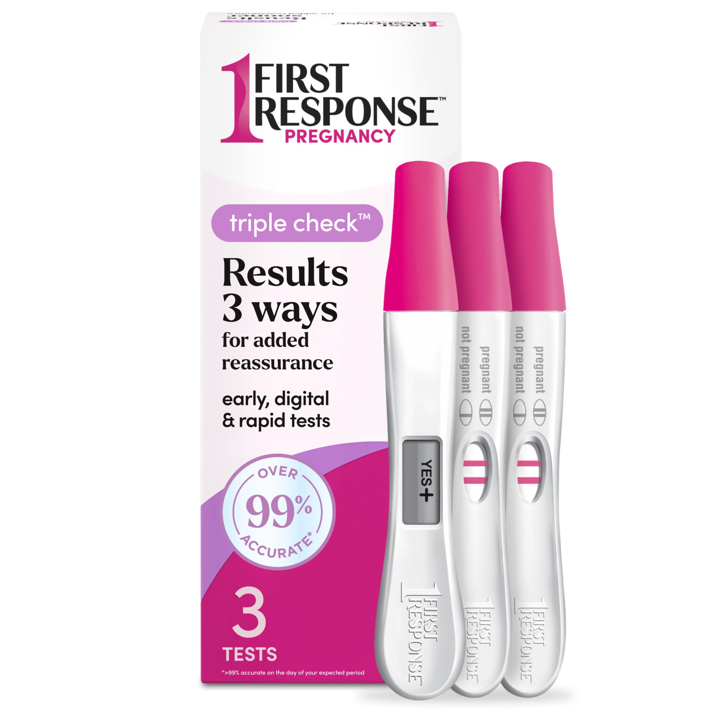 FIRST RESPONSE empaque frontal mostrando kit y beneficios claros