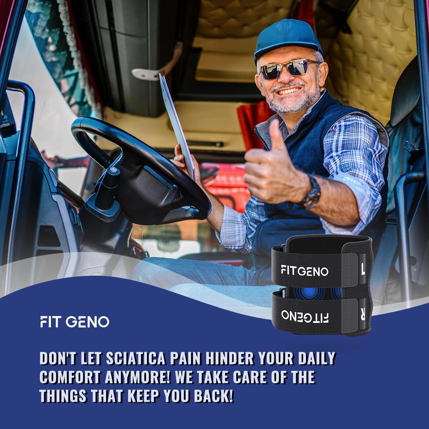 Fit Geno escena lifestyle mostrando soporte discreto durante actividades