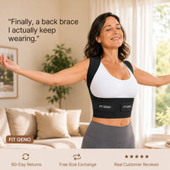 Fit Geno corrector junto a regla para mostrar escala y delgadez