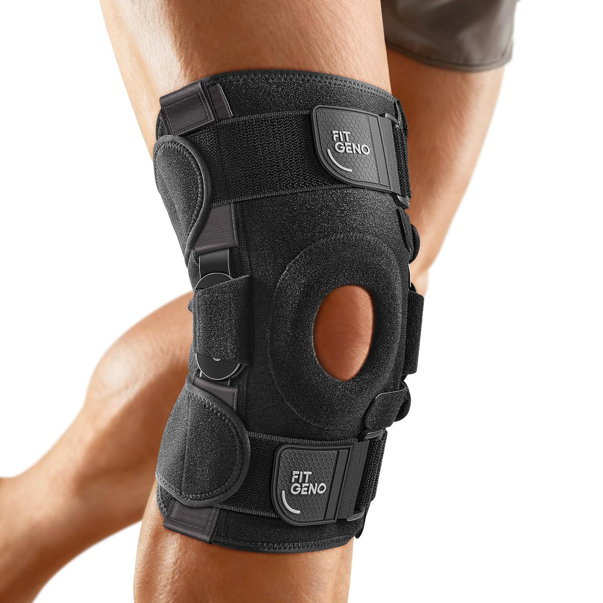 Fit Geno rodillera frontal mostrando ajuste seguro y soporte