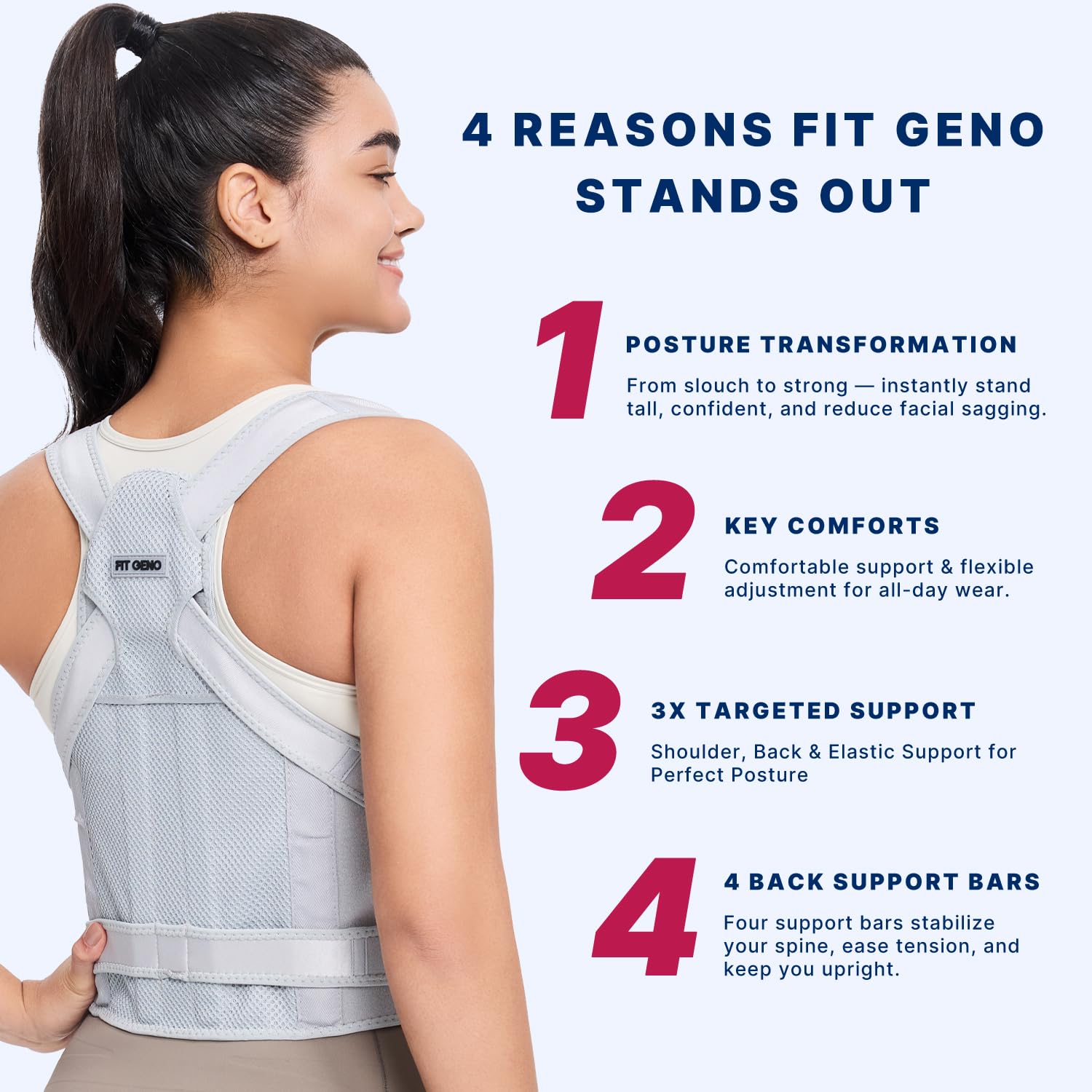 Fit Geno varillas de fibra de vidrio que brindan soporte estable y flexible