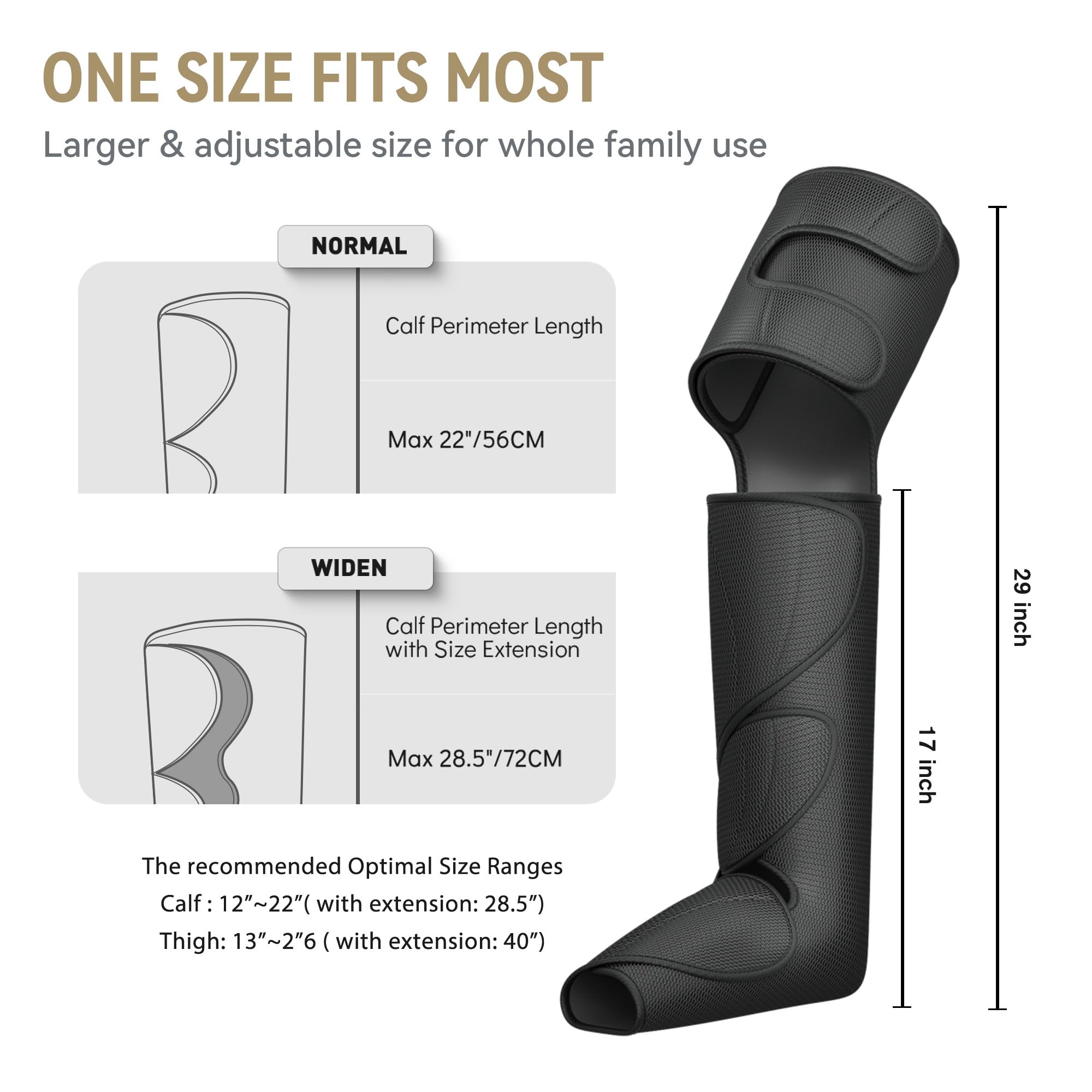 FIT KING comparación de talla con cinta métrica, capaz de alcanzar 28.5 pulgadas