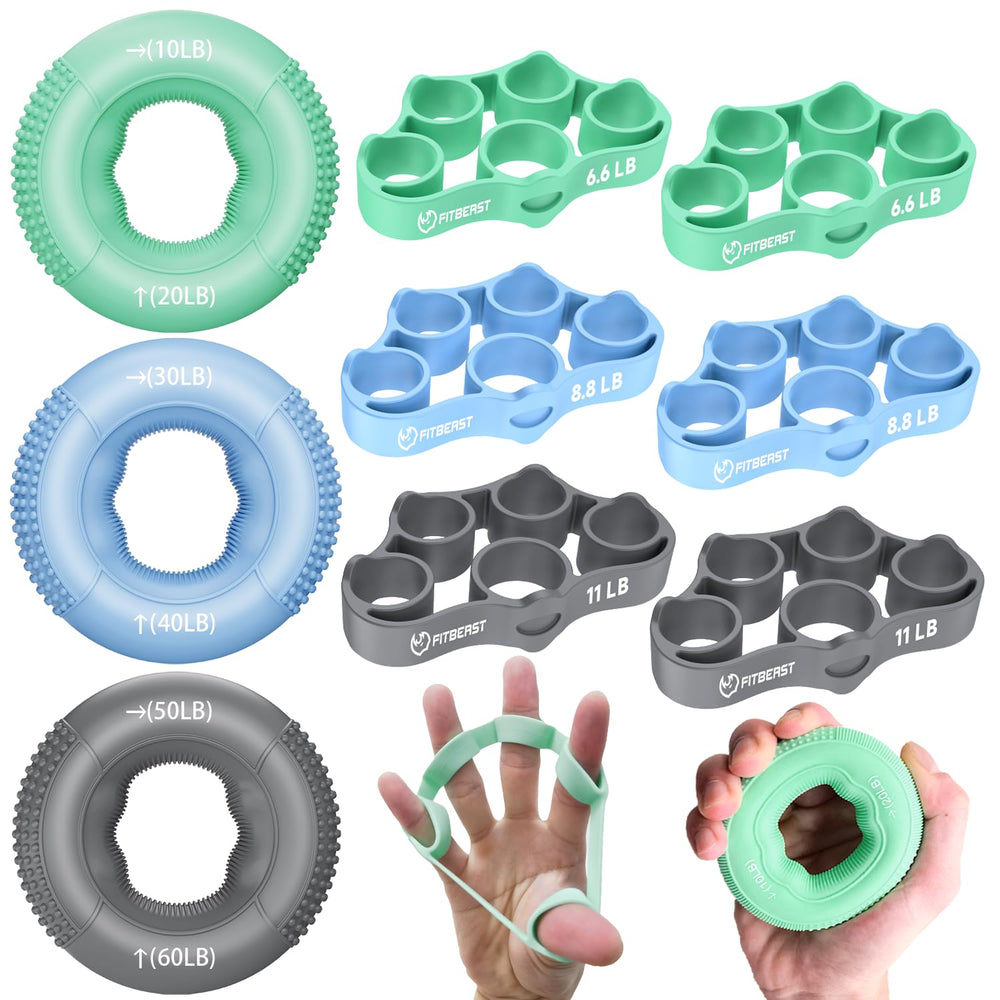 FitBeast kit vista frontal mostrando las nueve piezas y beneficios de entrenamiento