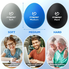 FitBeast persona apretando pelota en oficina, reduce estrés y mejora foco