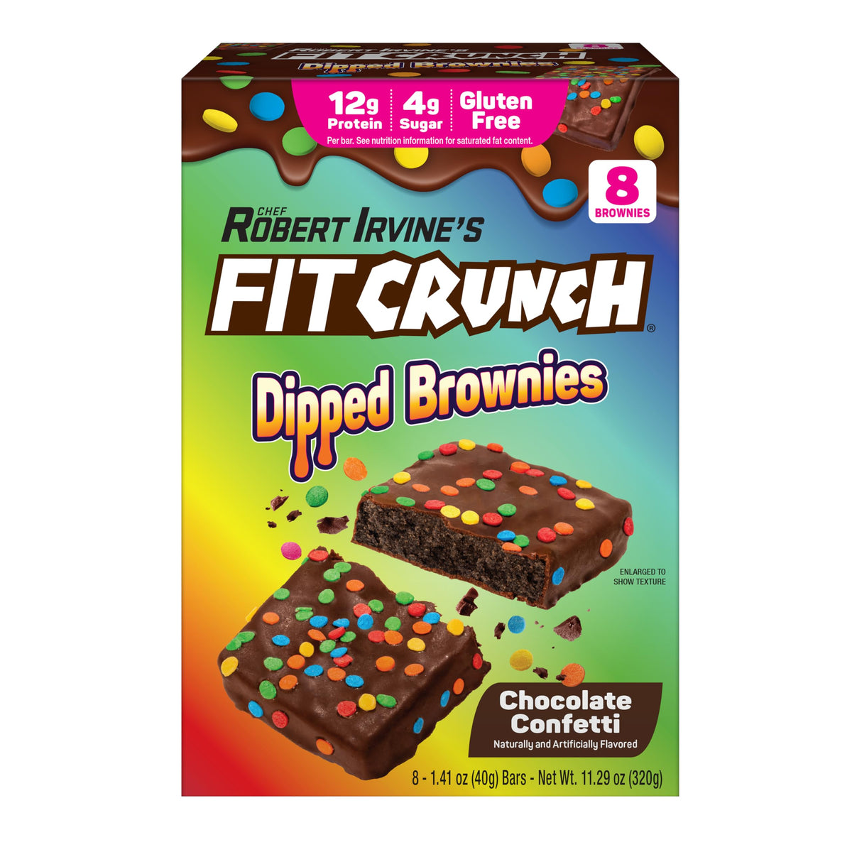 FITCRUNCH paquete frontal confetti mostrando diseño y cantidad de proteína