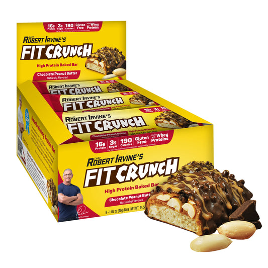Fit Crunch Snack Size Bar Chocolate Peanut Butter with 6-layer baked texture for lasting energy.