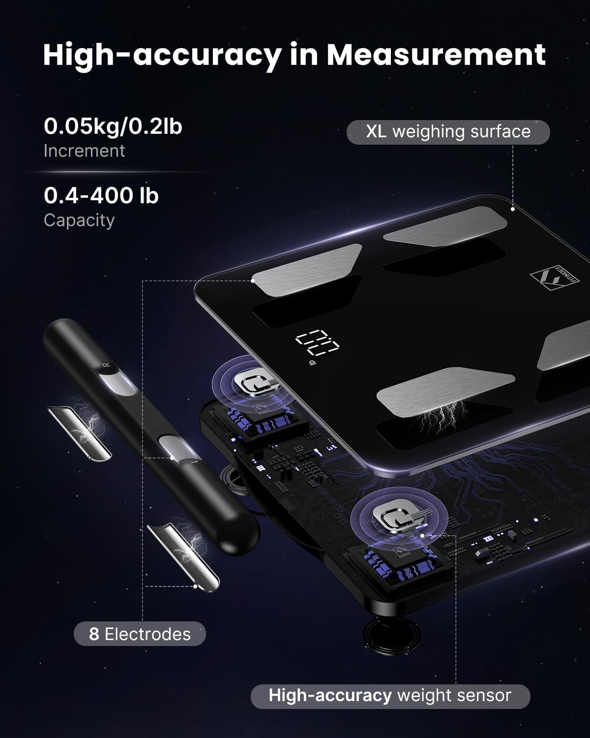 FITINDEX empaque con contenidos: báscula, cable y manual listo para usar