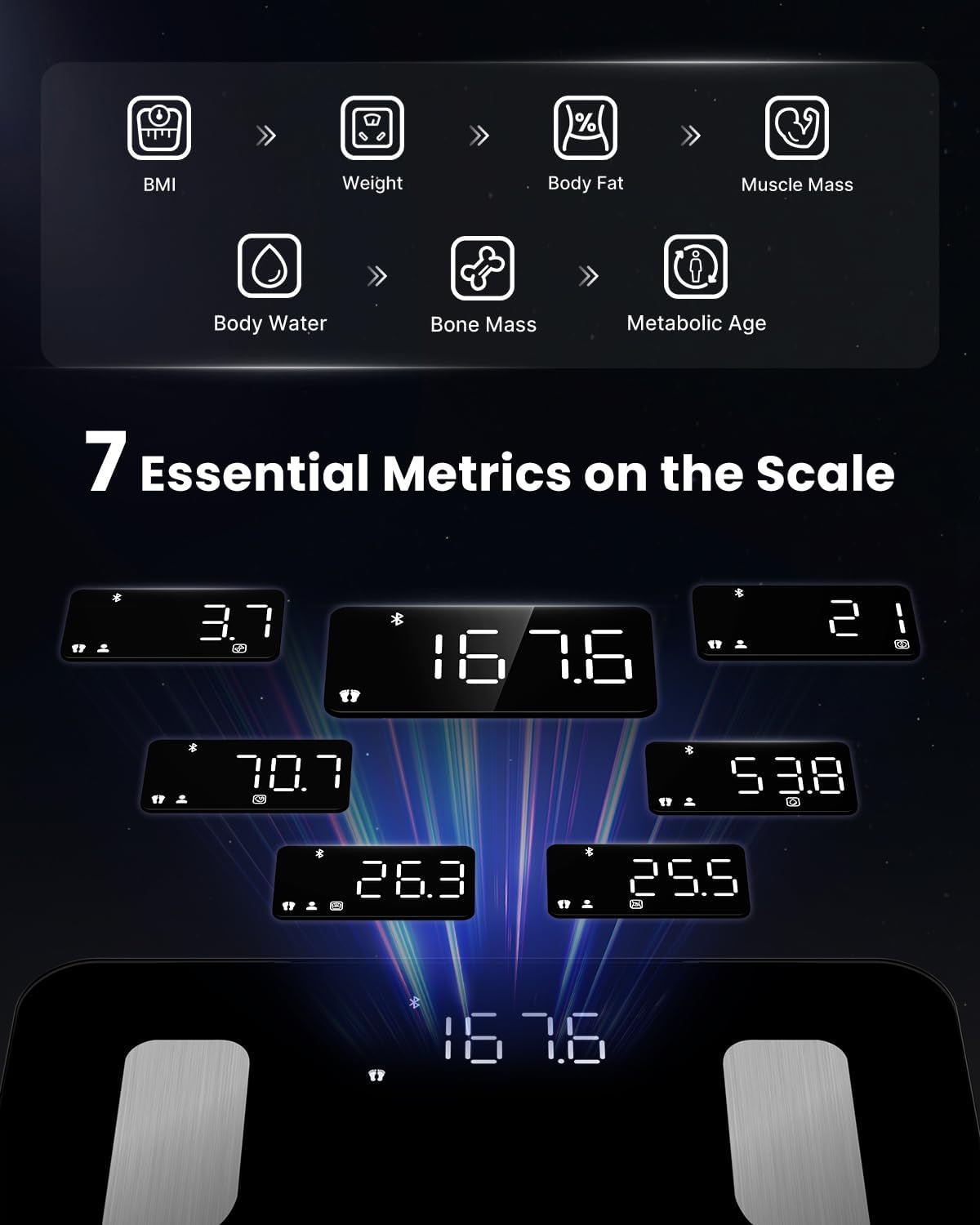 FITINDEX persona usando la báscula para medir composición corporal