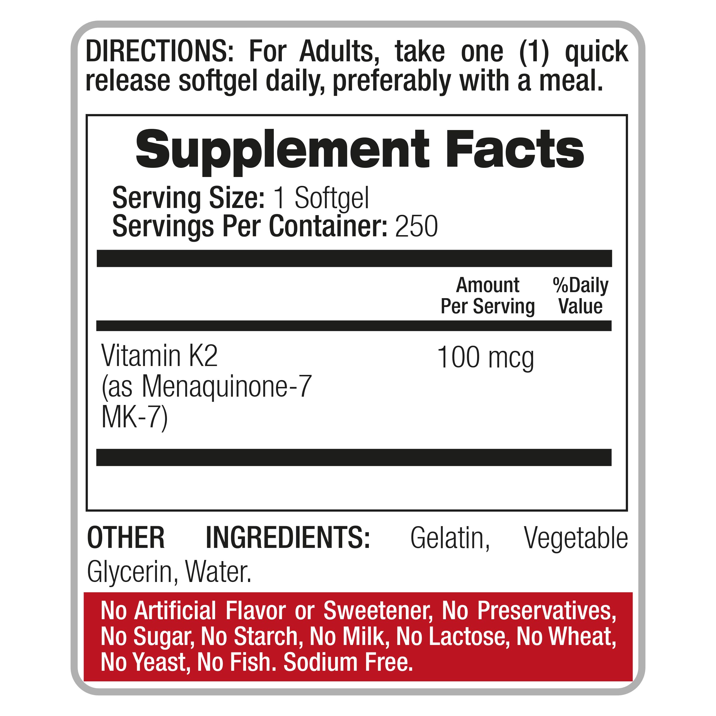 FITO MEDIC'S etiqueta nutricional con información de 100 mcg por dosis