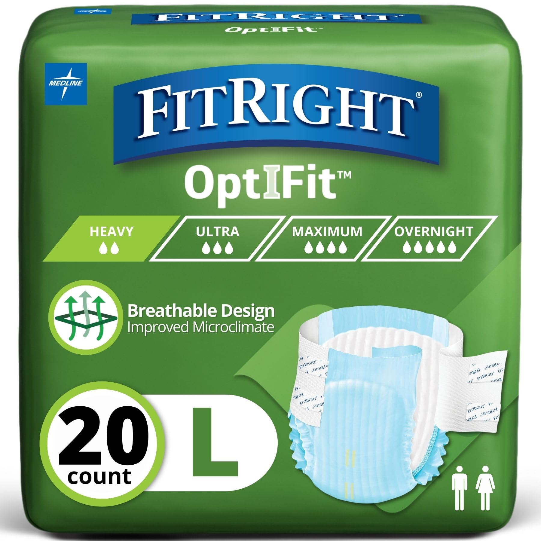 FitRight empaque frontal mostrando la talla L y protección extra para mayor seguridad