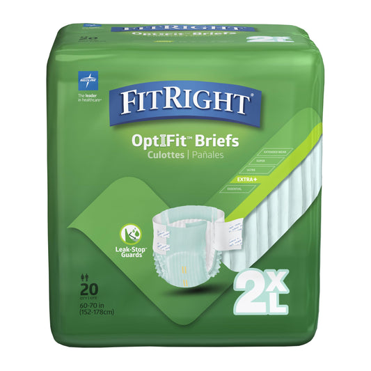 FitRight paquete frontal mostrando 20 pañales y beneficios de protección