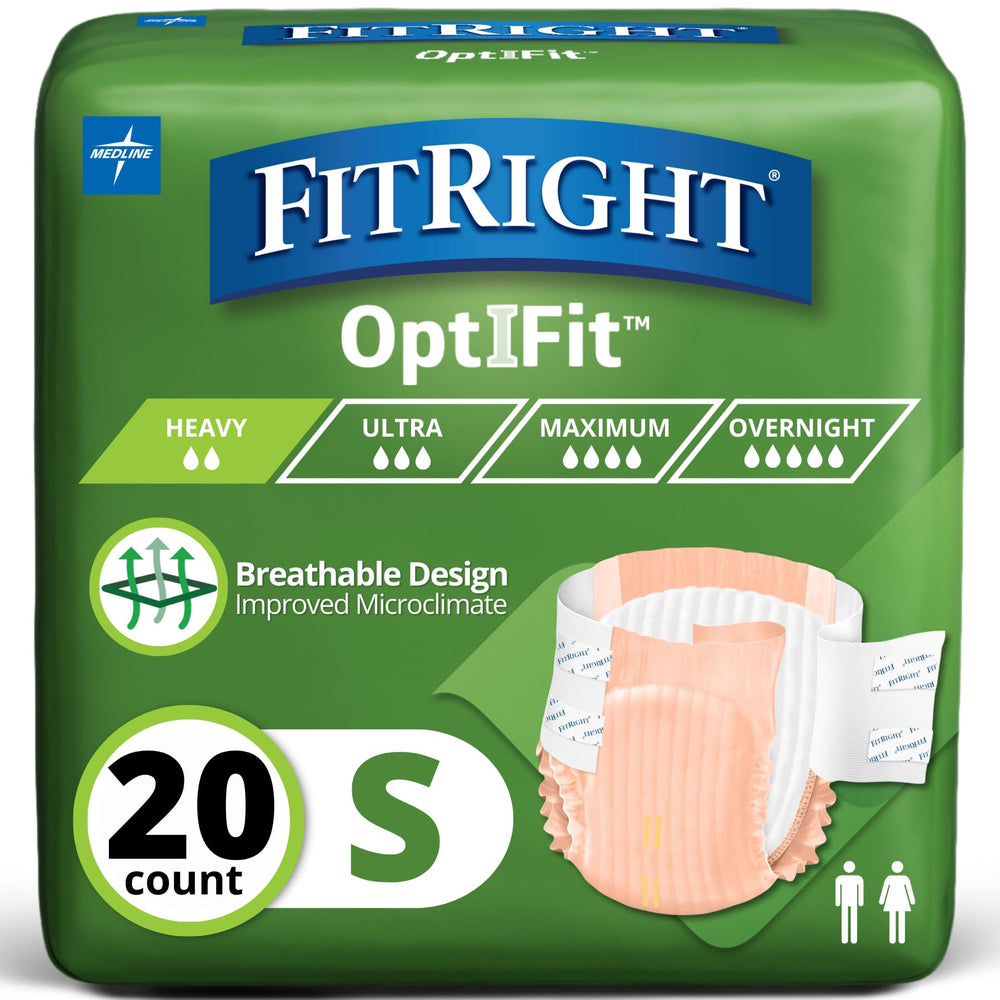 FitRight vista frontal del empaque mostrando 20 unidades y talla pequeña, comodidad discreta