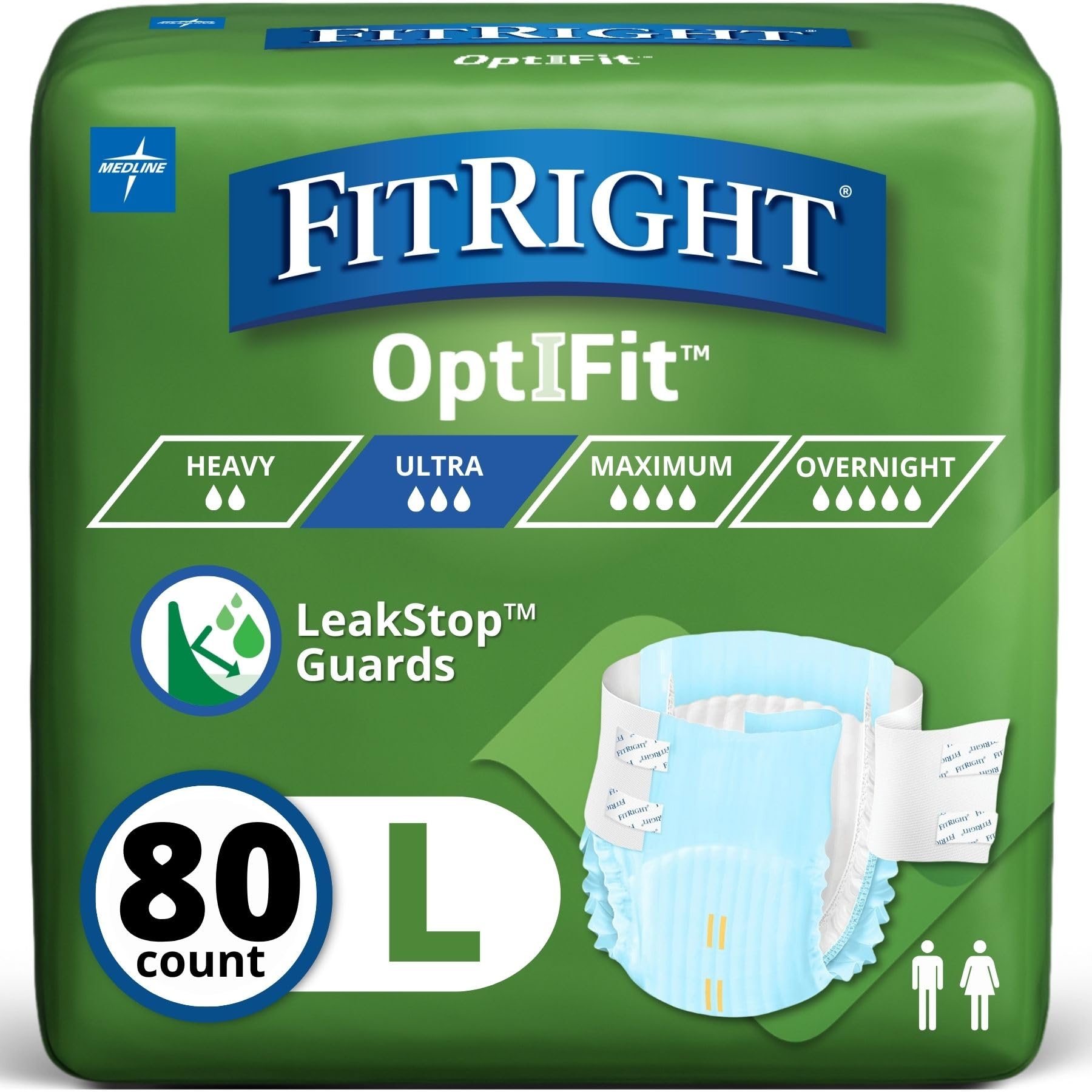 FitRight frontal del paquete mostrando cantidad y talla, comodidad garantizada