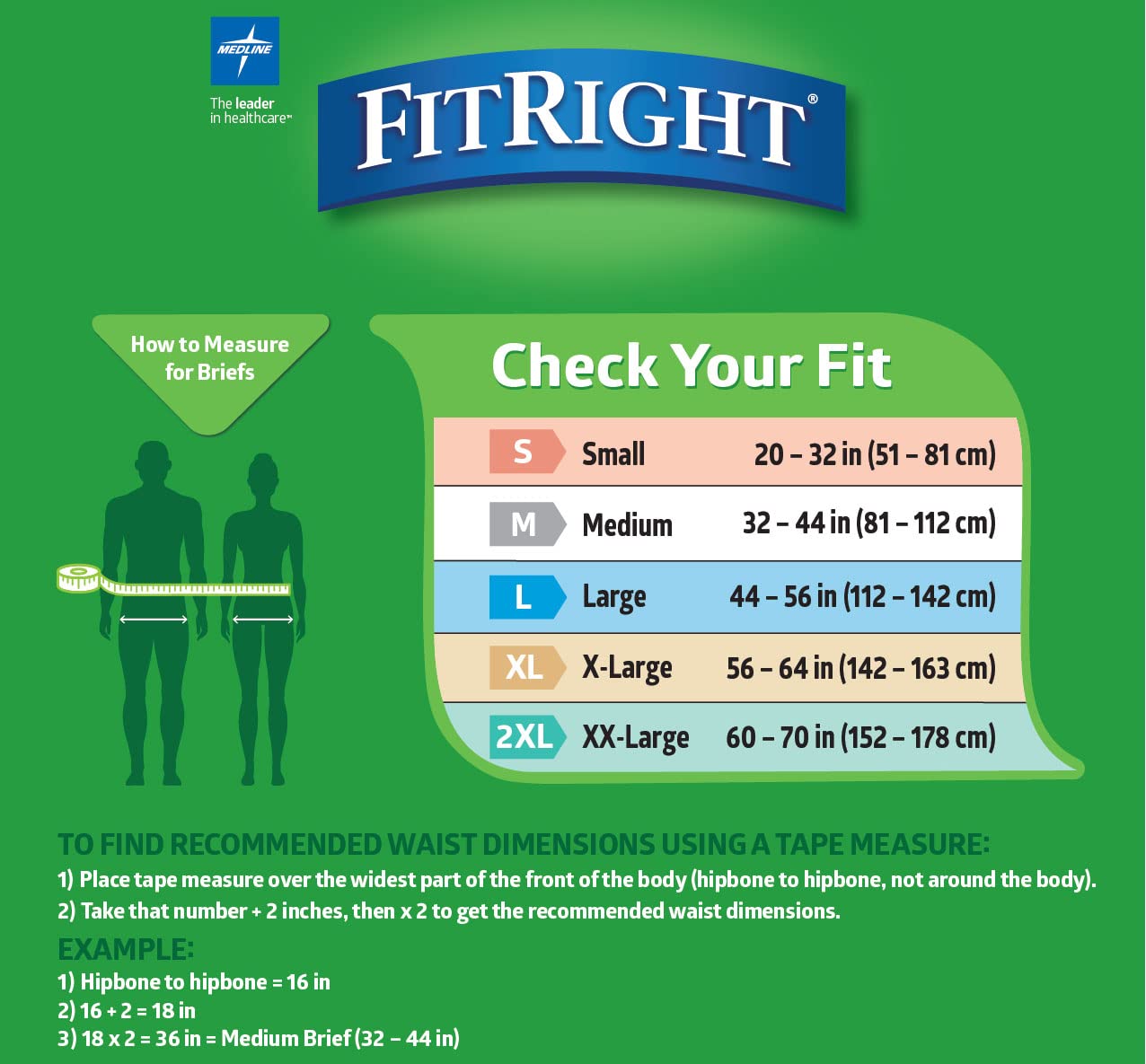 FitRight comparación de talla X-Large para confirmar el ajuste correcto