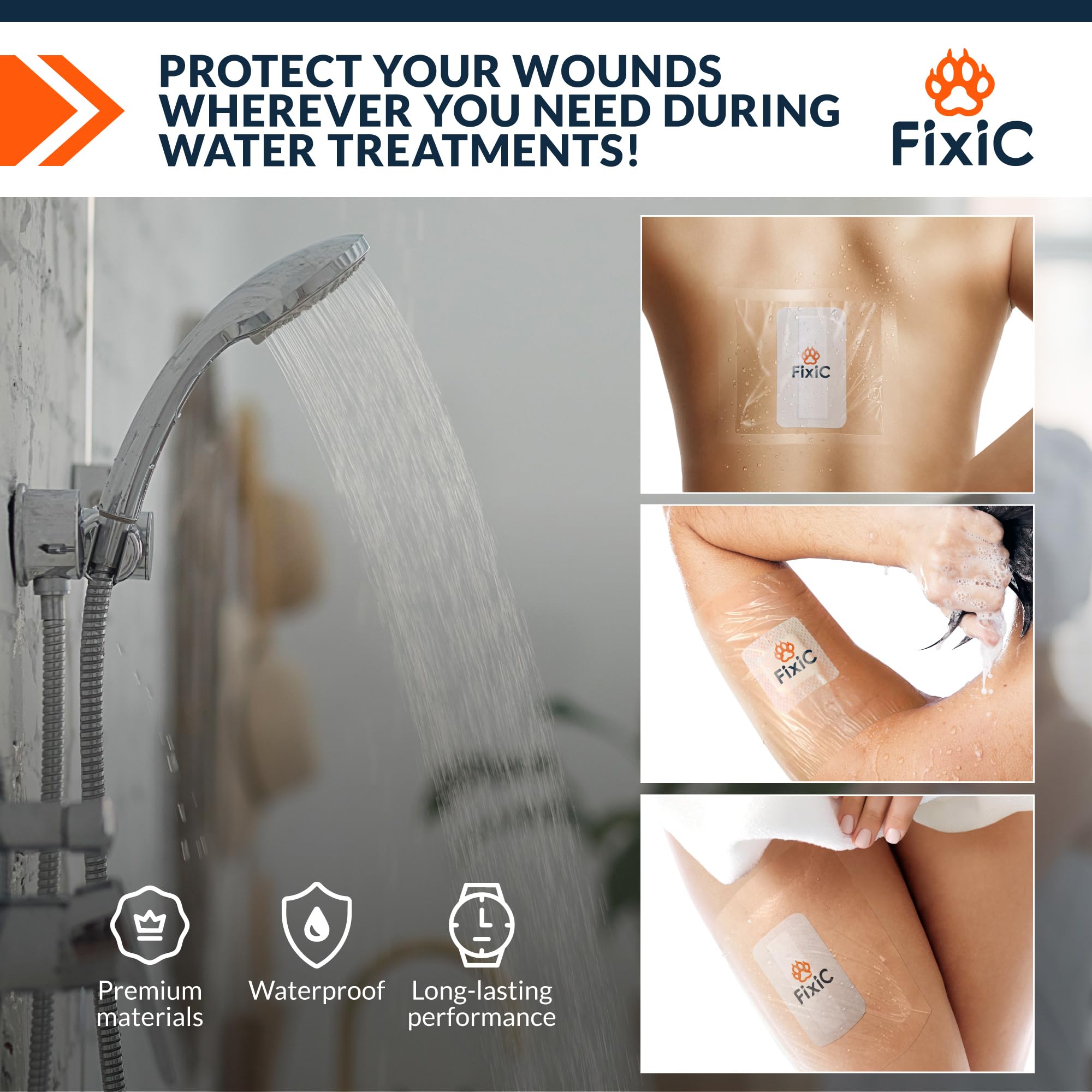Fixic en entorno de piscina protege vendaje de salpicaduras