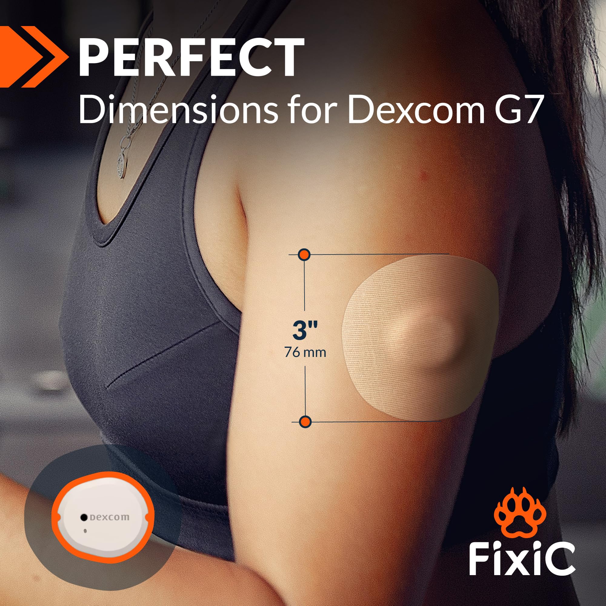 Fixic comparación de tamaño junto a sensor Dexcom G7 para ajuste
