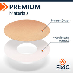 Fixic detalle de textura y borde elástico, adhesivo durable visible