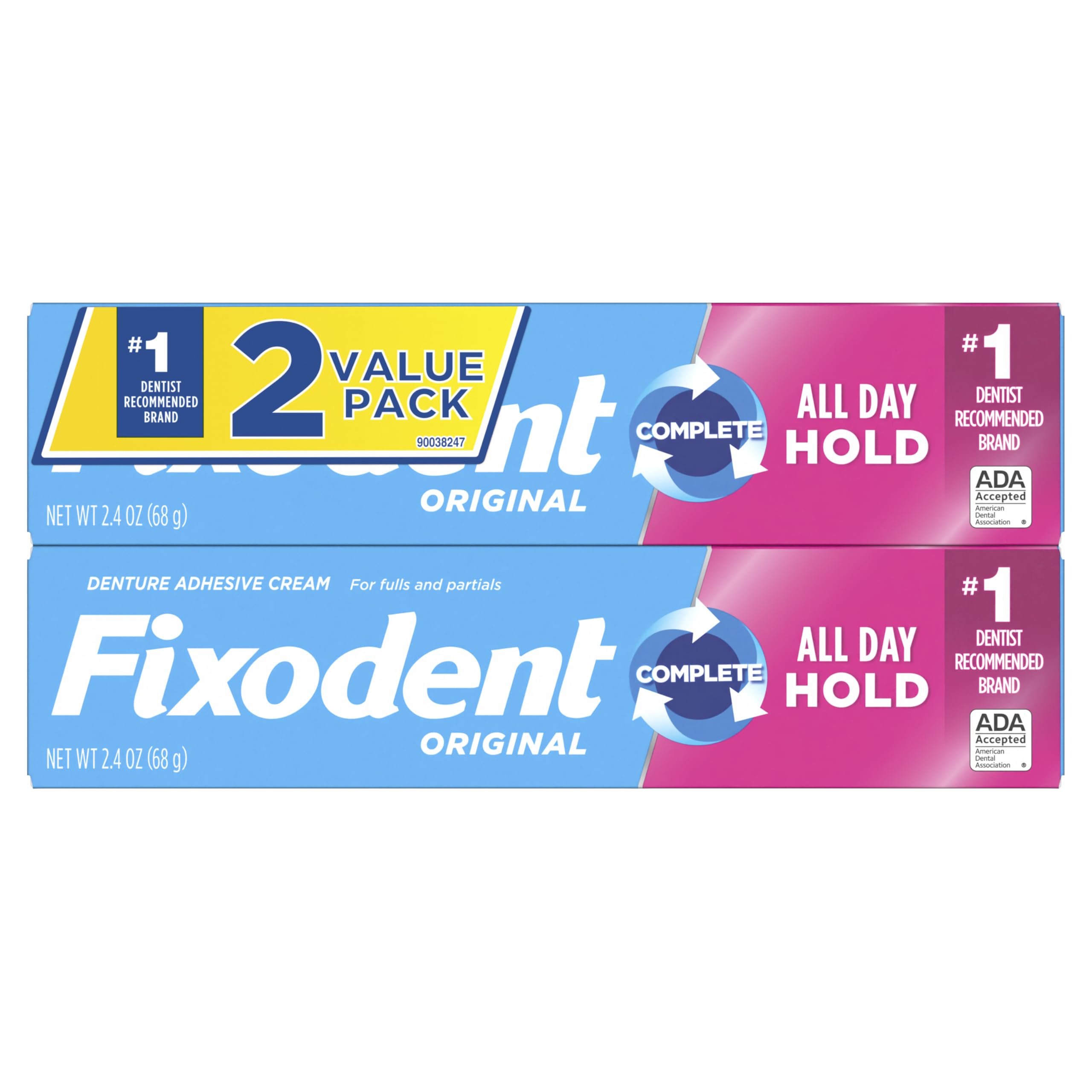 Fixodent tubo 2.4 oz junto a regla para referencia de tamaño