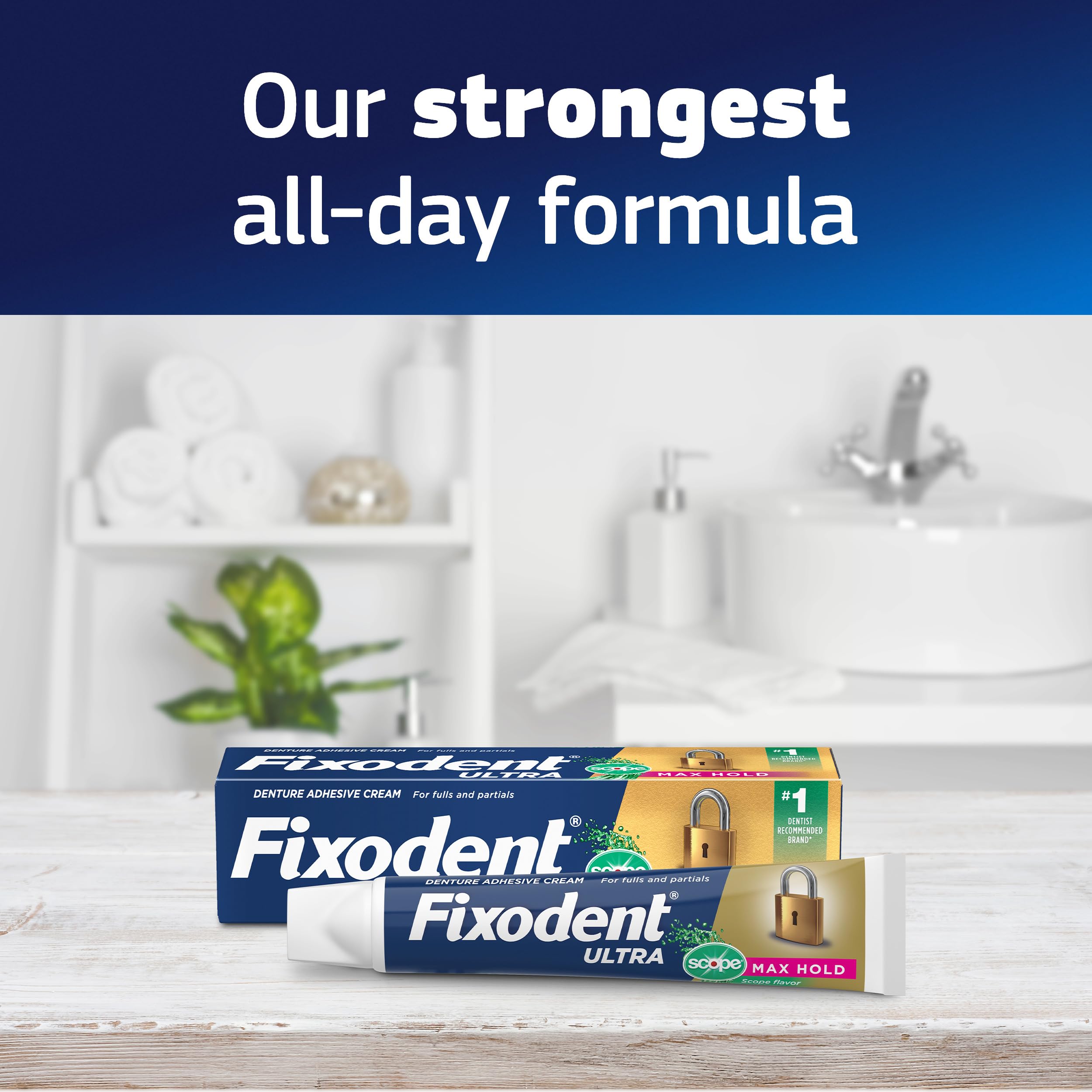 Fixodent comparación de tamaño de tubo fácil de llevar y almacenar