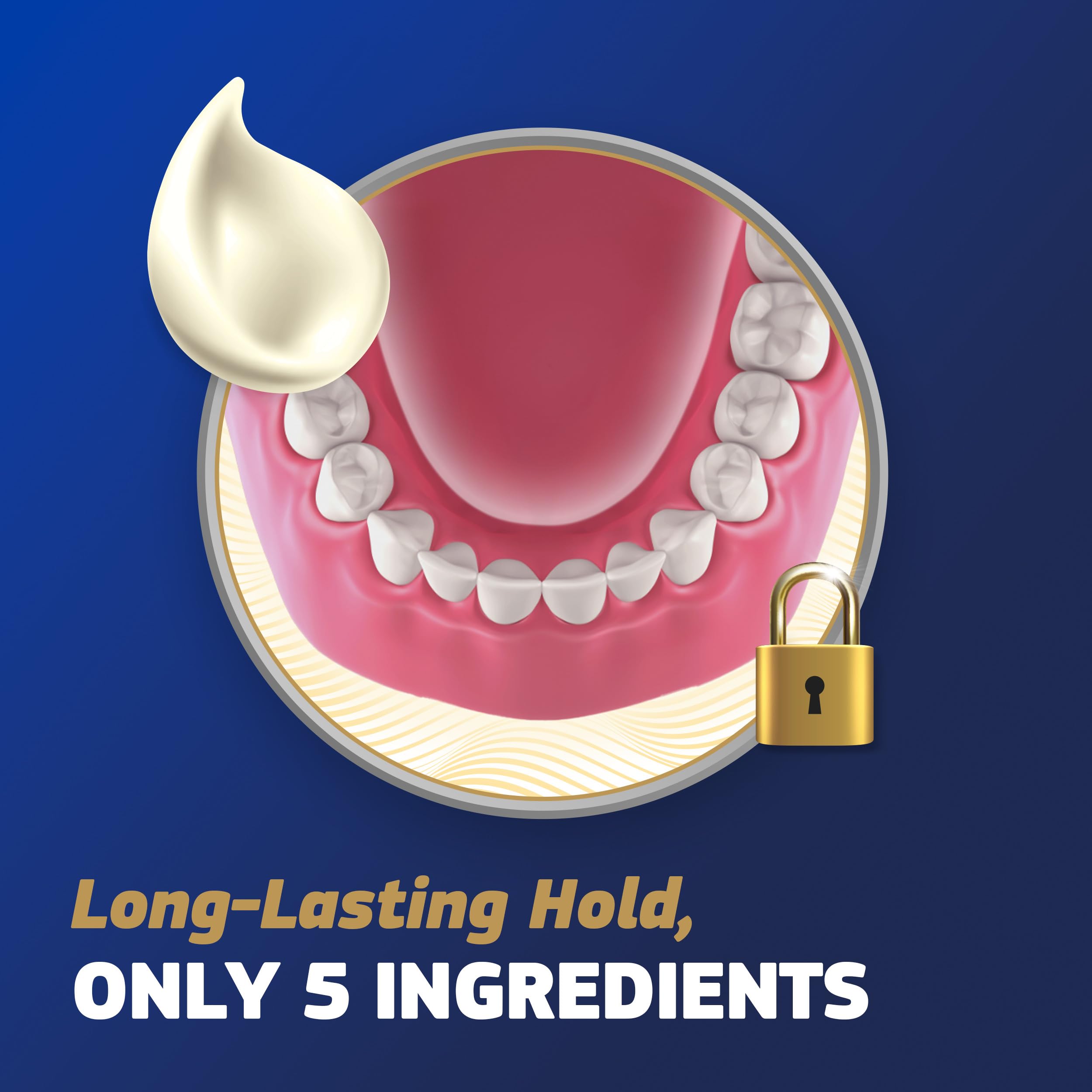 Primer plano de la textura de Fixodent que ilustra aplicación controlada y comodidad