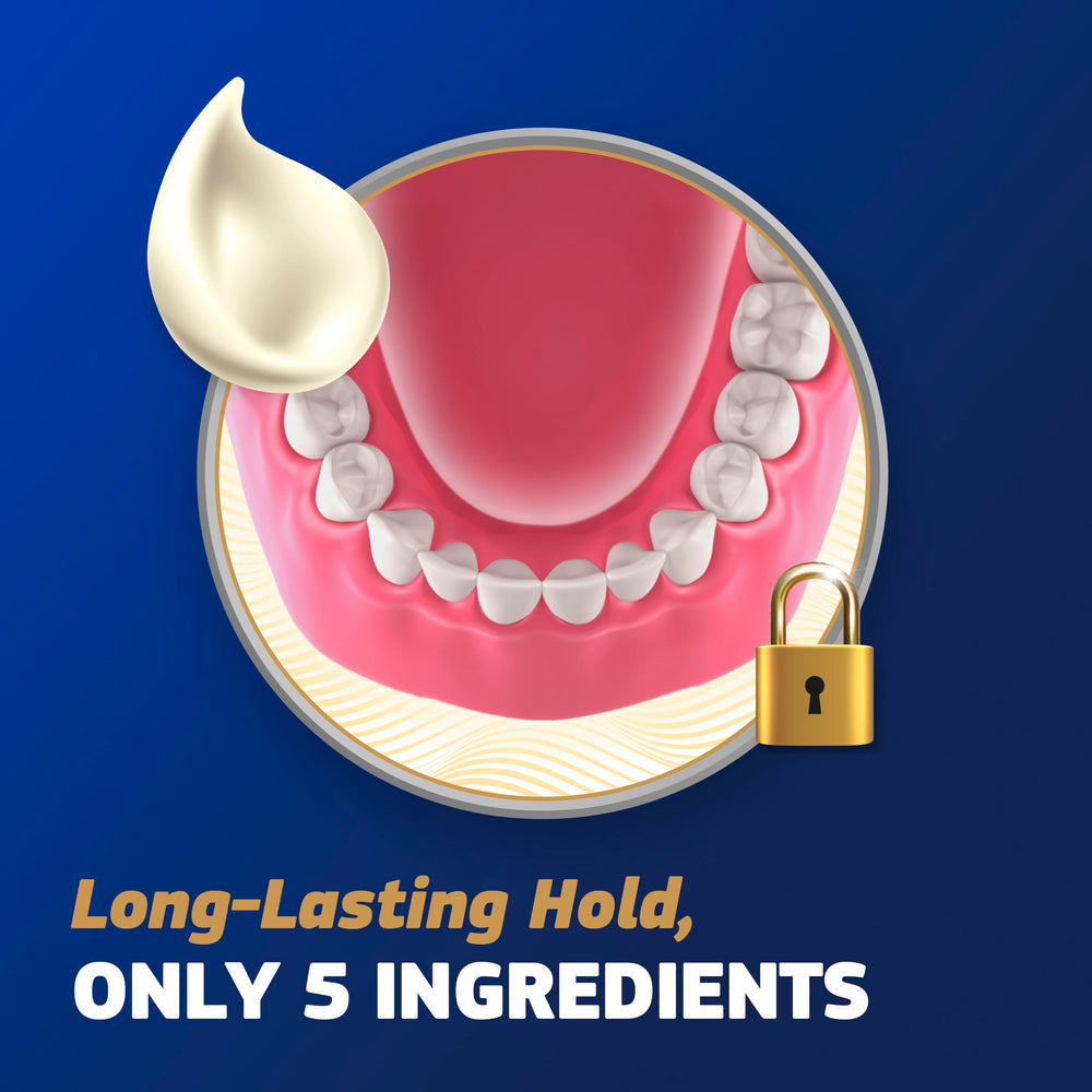 Primer plano de la textura de Fixodent que ilustra aplicación controlada y comodidad