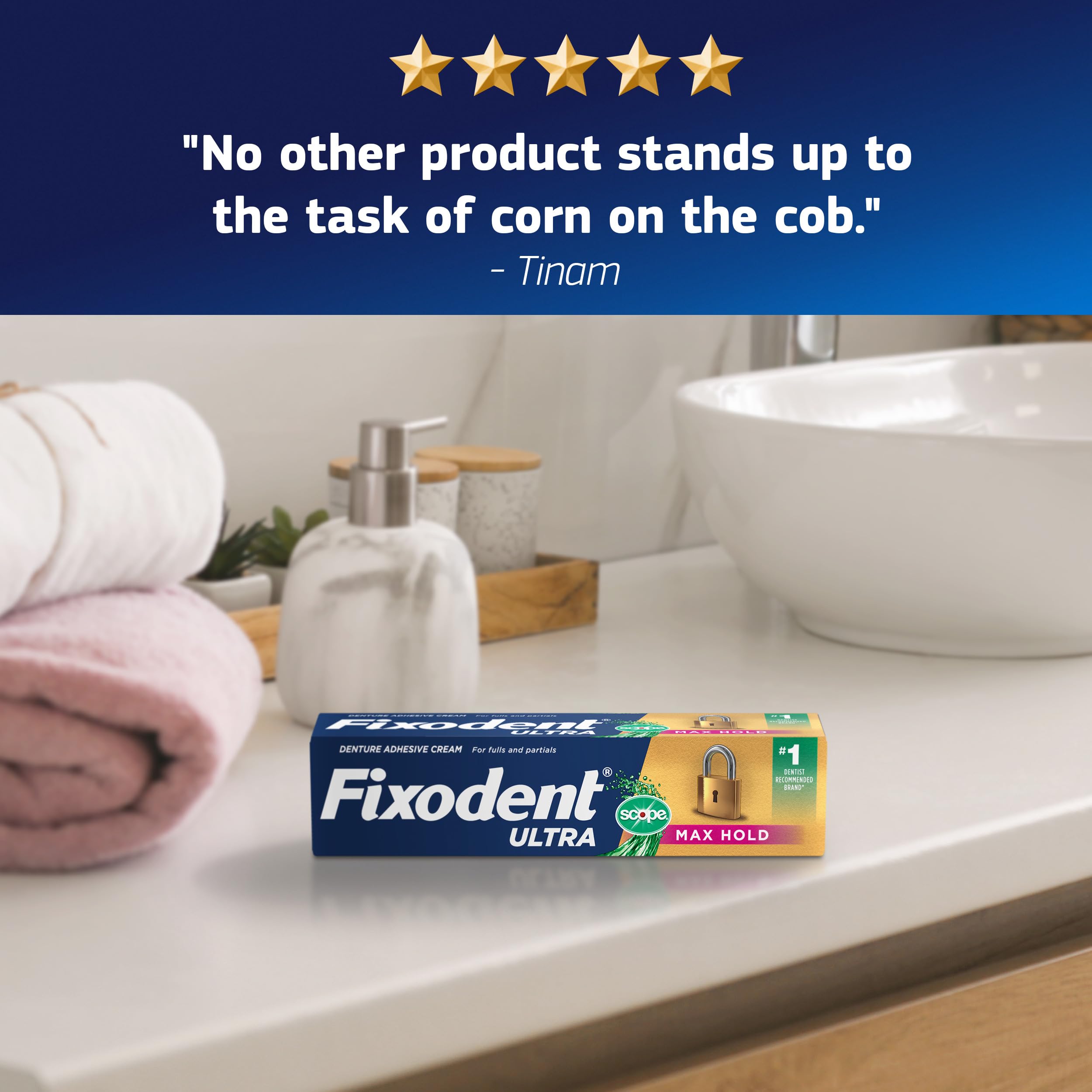Fixodent etiqueta y lista de ingredientes para elección informada