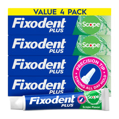 Fixodent frente del empaque mostrando diseño y marca para confianza inmediata