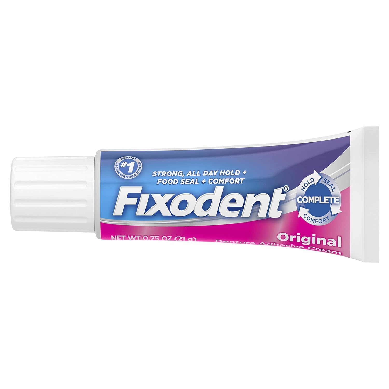 Fixodent textura cremosa en primer plano para aplicación precisa