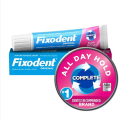 Fixodent tubo abierto con textura de crema para aplicación precisa