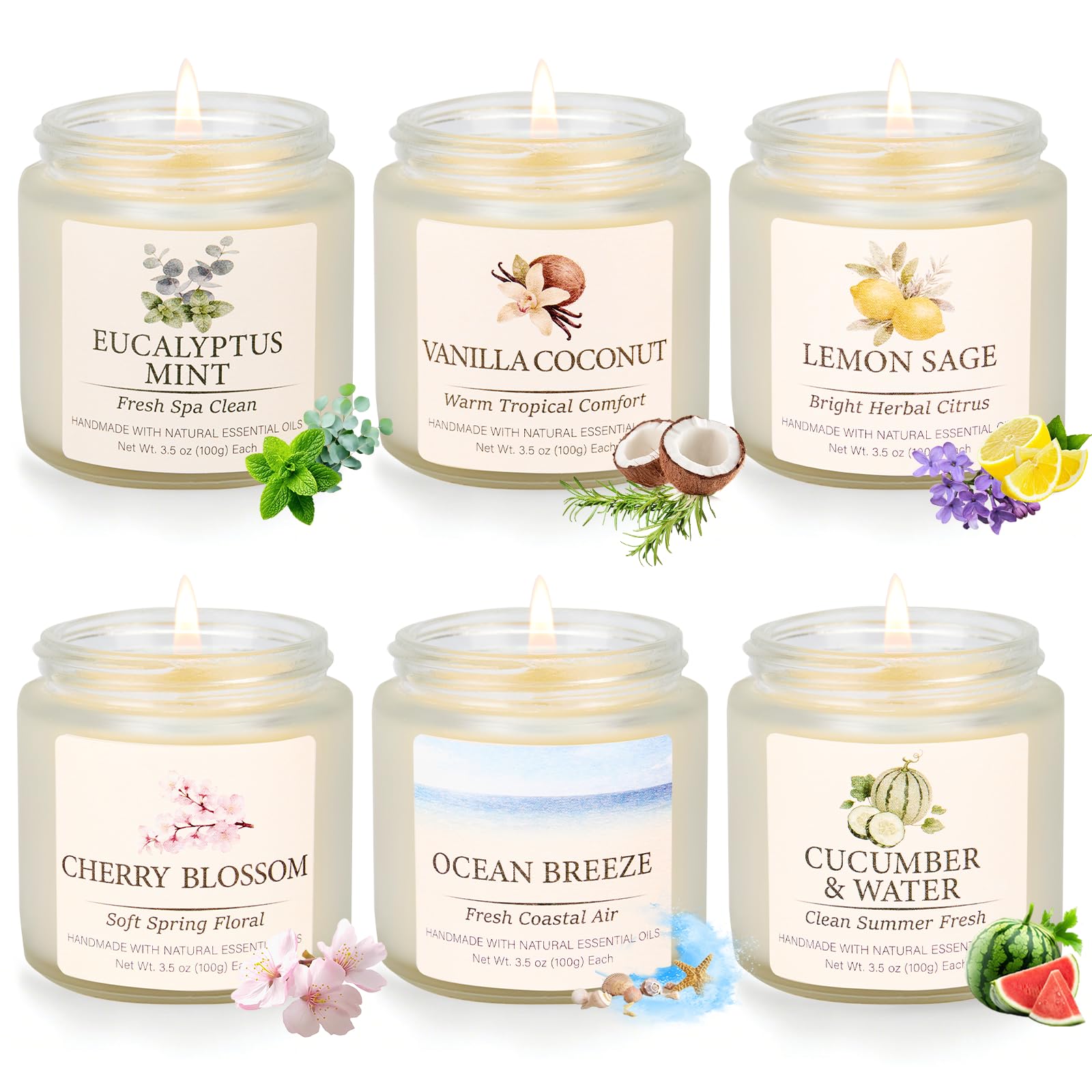FKJOL caja de regalo con seis velas primavera y verano, presentación lista para regalar