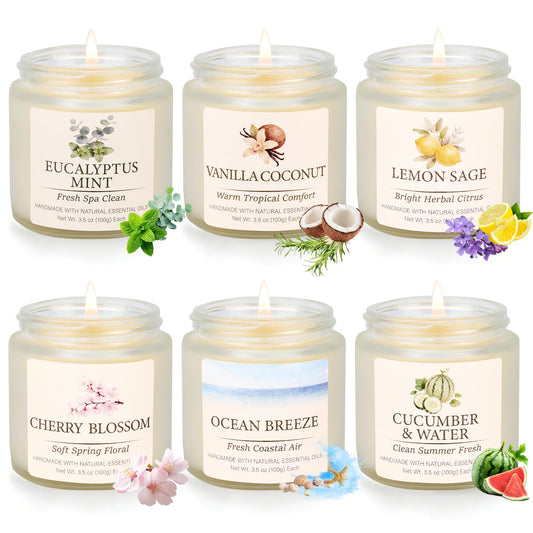 FKJOL caja de regalo con seis velas primavera y verano, presentación lista para regalar