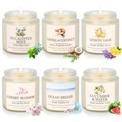 FKJOL caja de regalo con seis velas primavera y verano, presentación lista para regalar