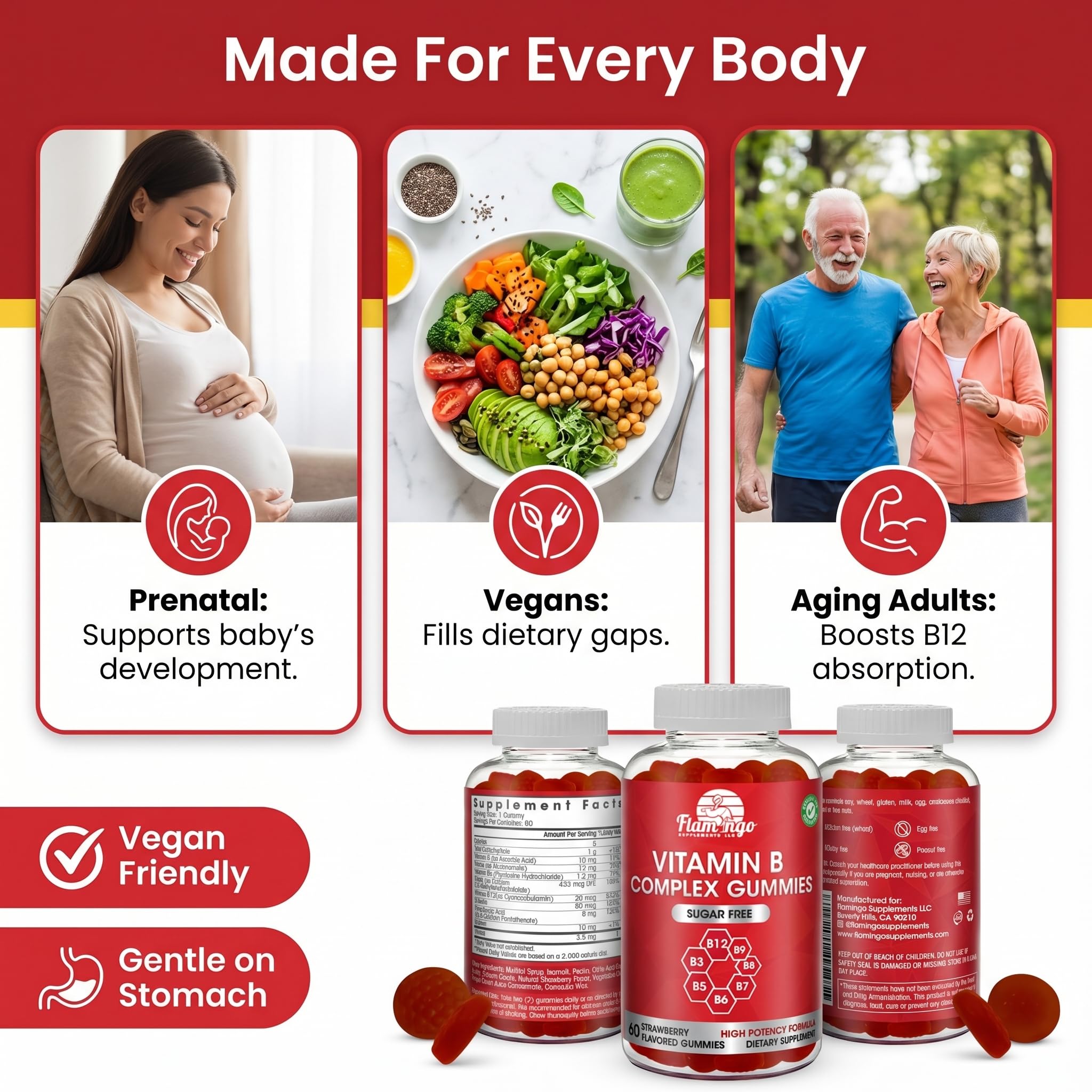 Flamingo Supplements gominolas junto a desayuno, conveniencia diaria