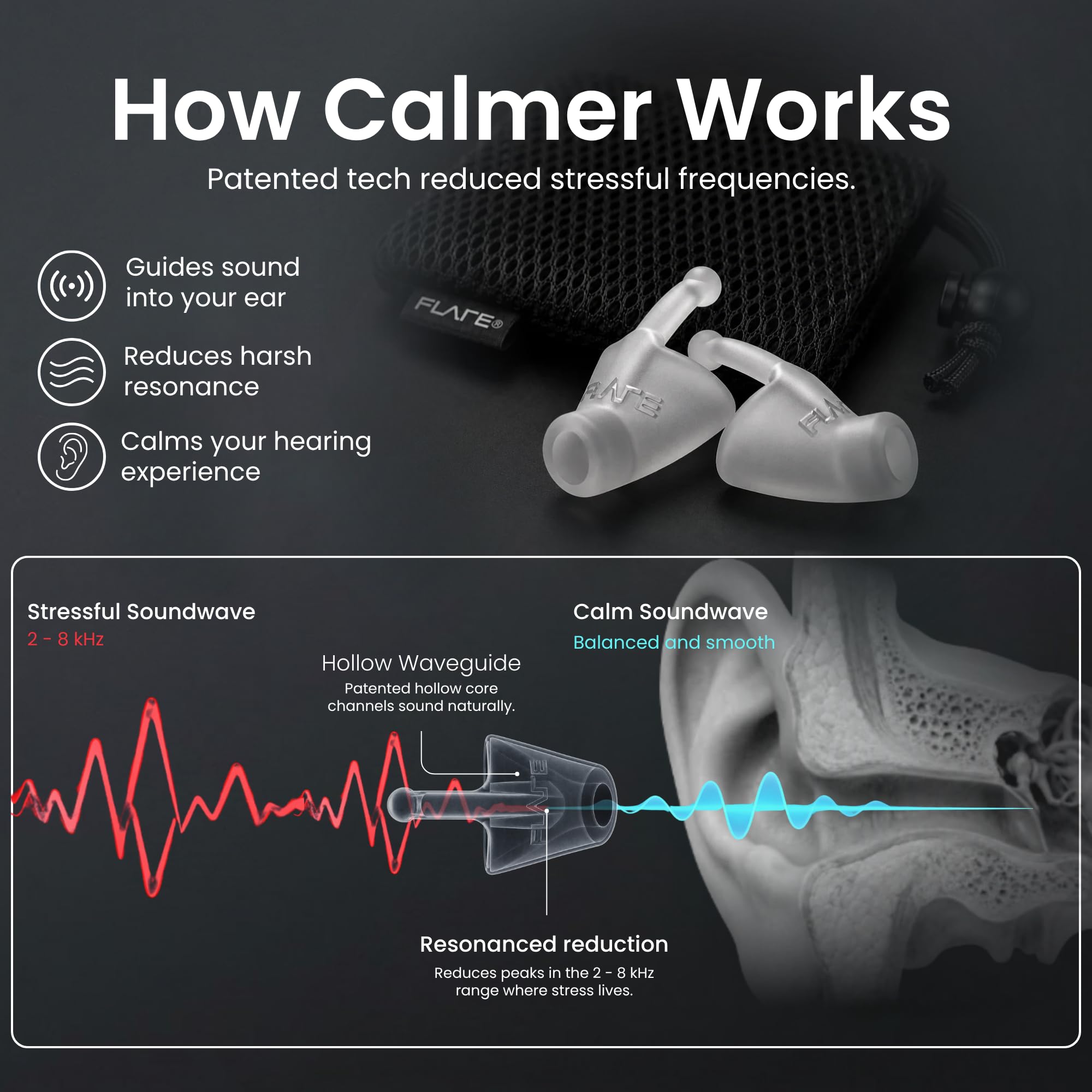 FLARE AUDIO Calmer comparación de tamaño para llevar en bolsillo