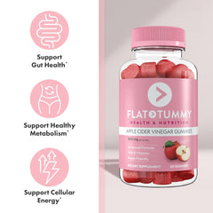 Flat Tummy gomitas en mano para comparar tamaño y conveniencia