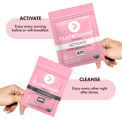 Flat Tummy detalle de hojas e ingredientes naturales que muestran pureza y textura