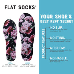 FLAT SOCKS dentro de un mocasín demostrando ajuste discreto y sin deslizamiento