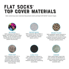 FLAT SOCKS etiqueta con guías de corte para talla personalizada y ajuste perfecto