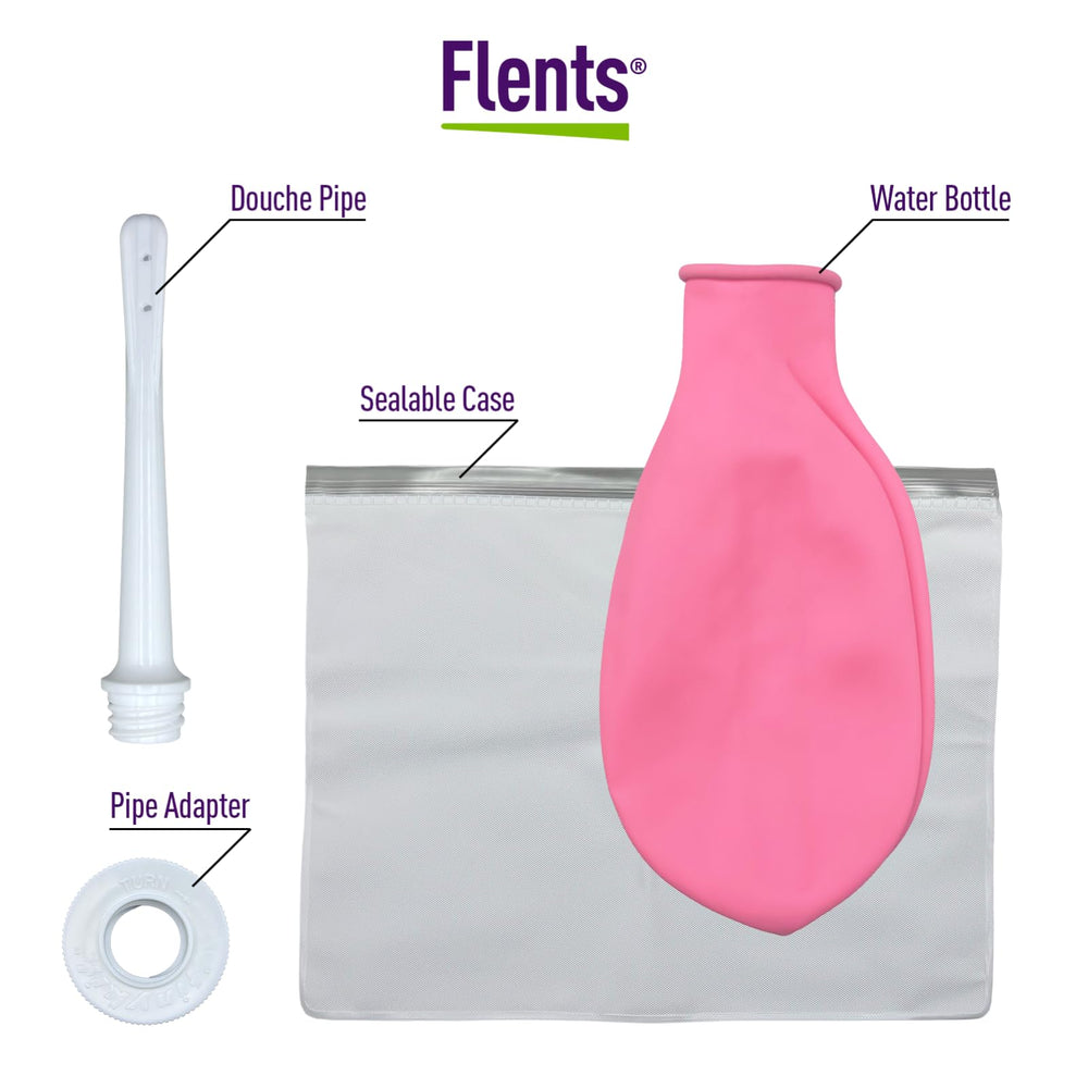 Estuche Flents abierto con accesorios, organización y transporte privado
