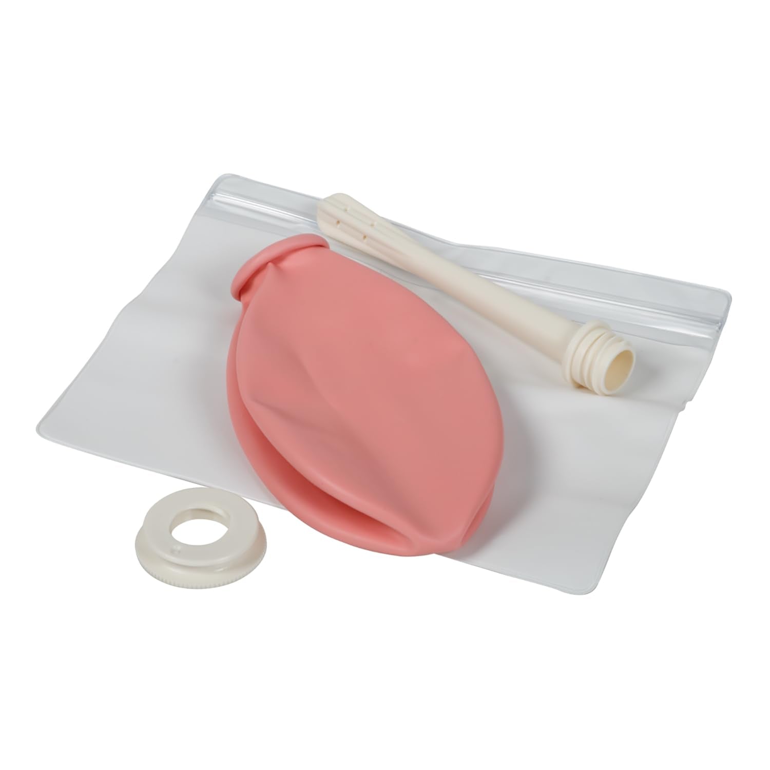 Flents kit de ducha frontal mostrando botella y estuche, portátil y discreto