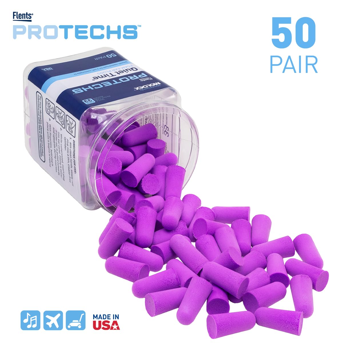 Flents persona durmiendo con tapones puestos para descanso más silencioso