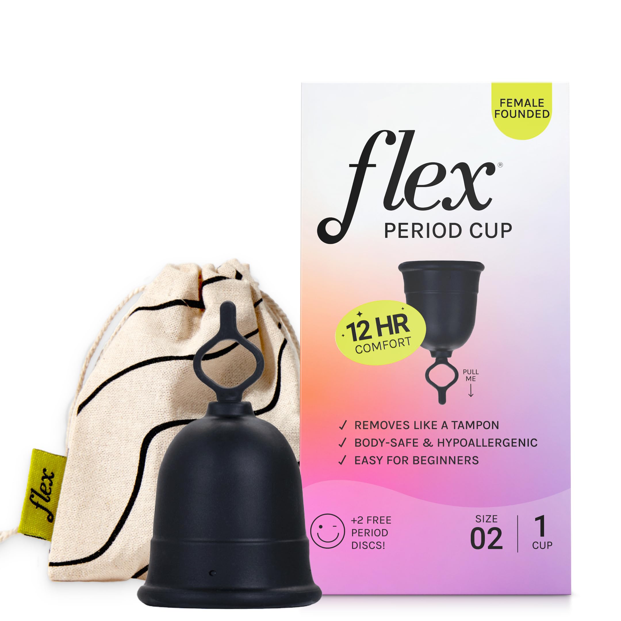 FLEX copa frontal y empaque mostrando kit completo y fácil inicio