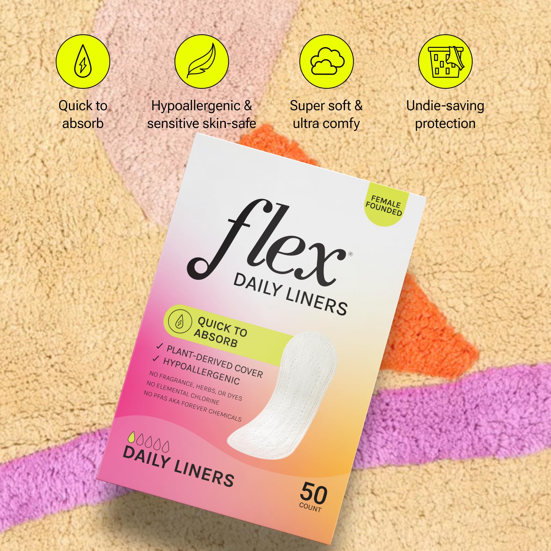 Detalle de textura y capa superior de FLEX, suave y transpirable para confort diario