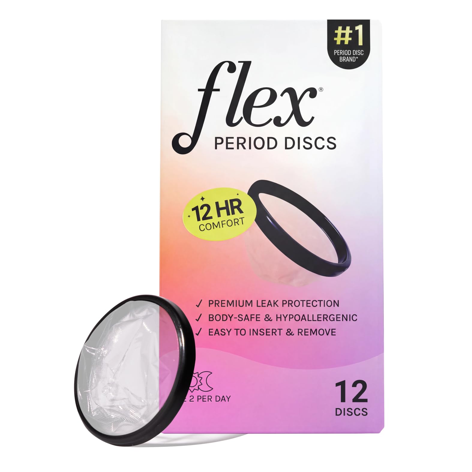 Flex disco frontal del empaque mostrando la marca y comodidad