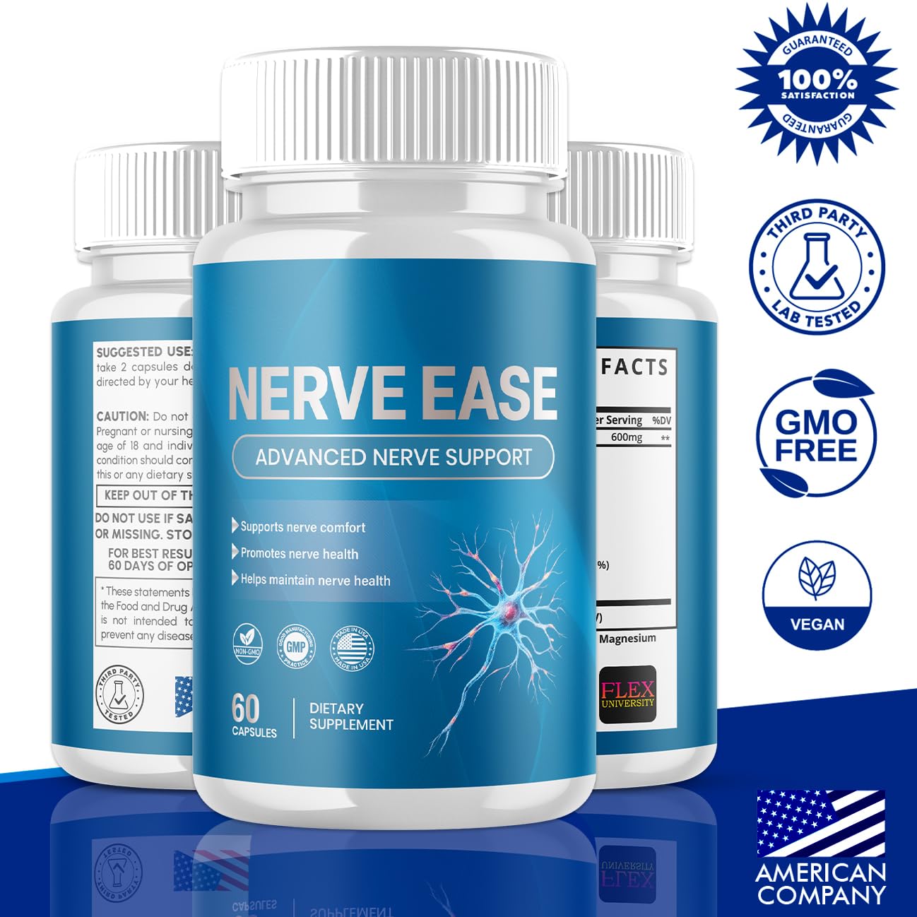 Flex University cápsulas dispersas evidenciando cantidad y control de dosis