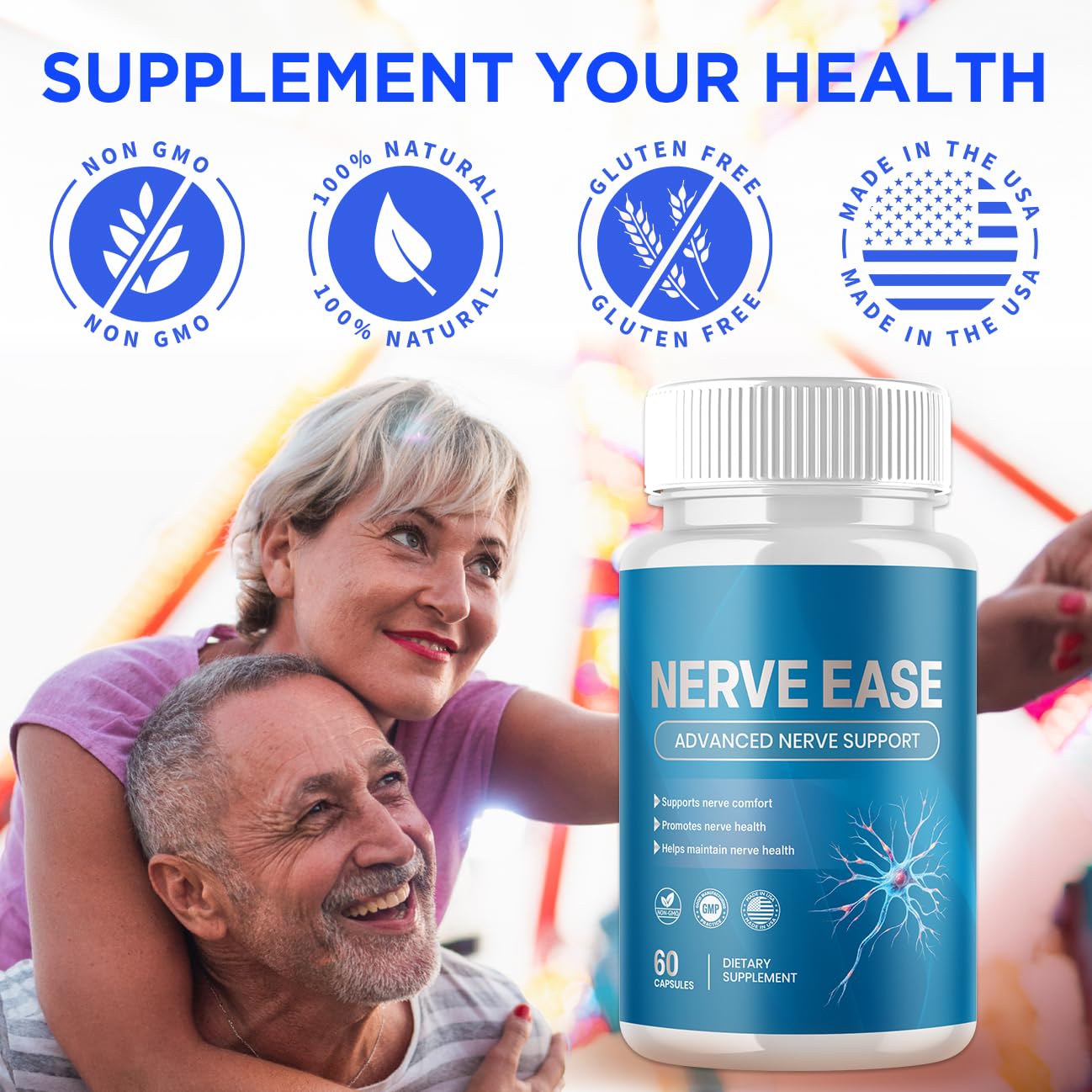 Flex University Nerve Ease frasco en mano para comparar tamaño y facilidad