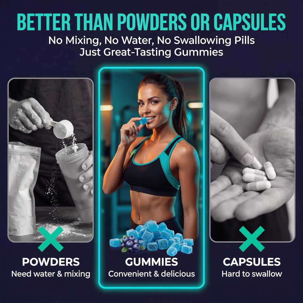 Porción de gomitas FlexPrime creatina en cuchara para control de dosis diario