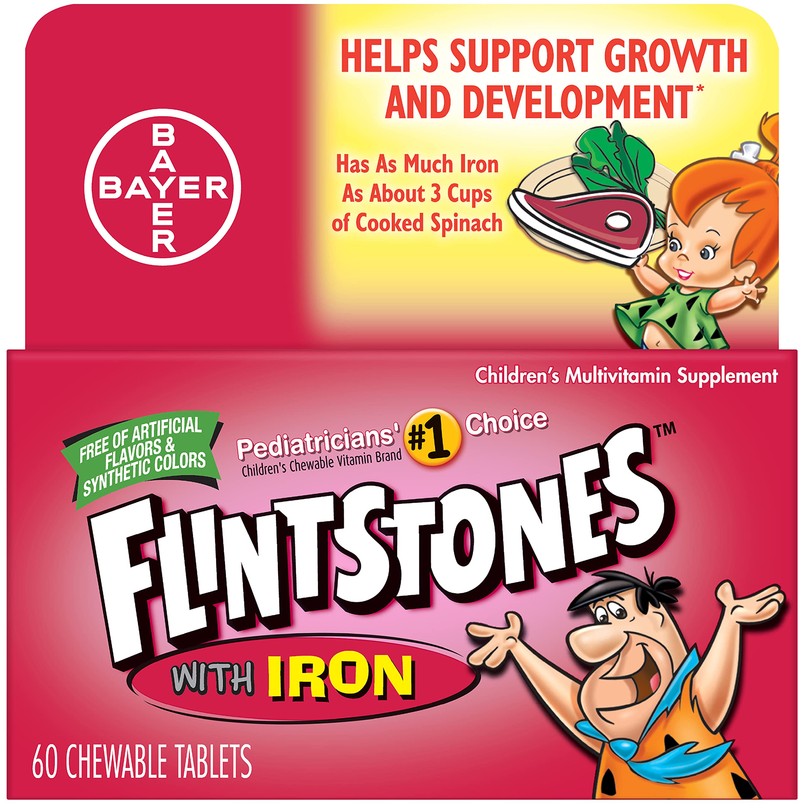 Flintstones frontal del envase mostrando etiquetas y beneficios