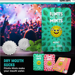 Flintts caja abierta con mentas visibles y conveniente accesibilidad