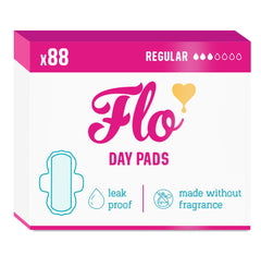 FLO empaque frontal mostrando paquete de 88 unidades y comodidad
